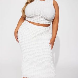 Fashion Nova 2pc Pop My Bubble MIDI Skirt Set 3x
